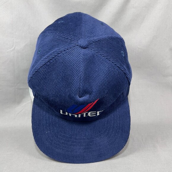 Vtg United Airlines Corduroy Snapback Hat Cap Blue Dorfman Pilot Fly Plane Mens - Picture 6 of 12